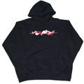 Schwarz Elektro Hoodie mit rot-weißem Siebdruck auf der Brust