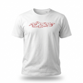 Red-Amsterdam T-Shirt in Weiß mit rotem Graffiti-Outliner auf der Brust