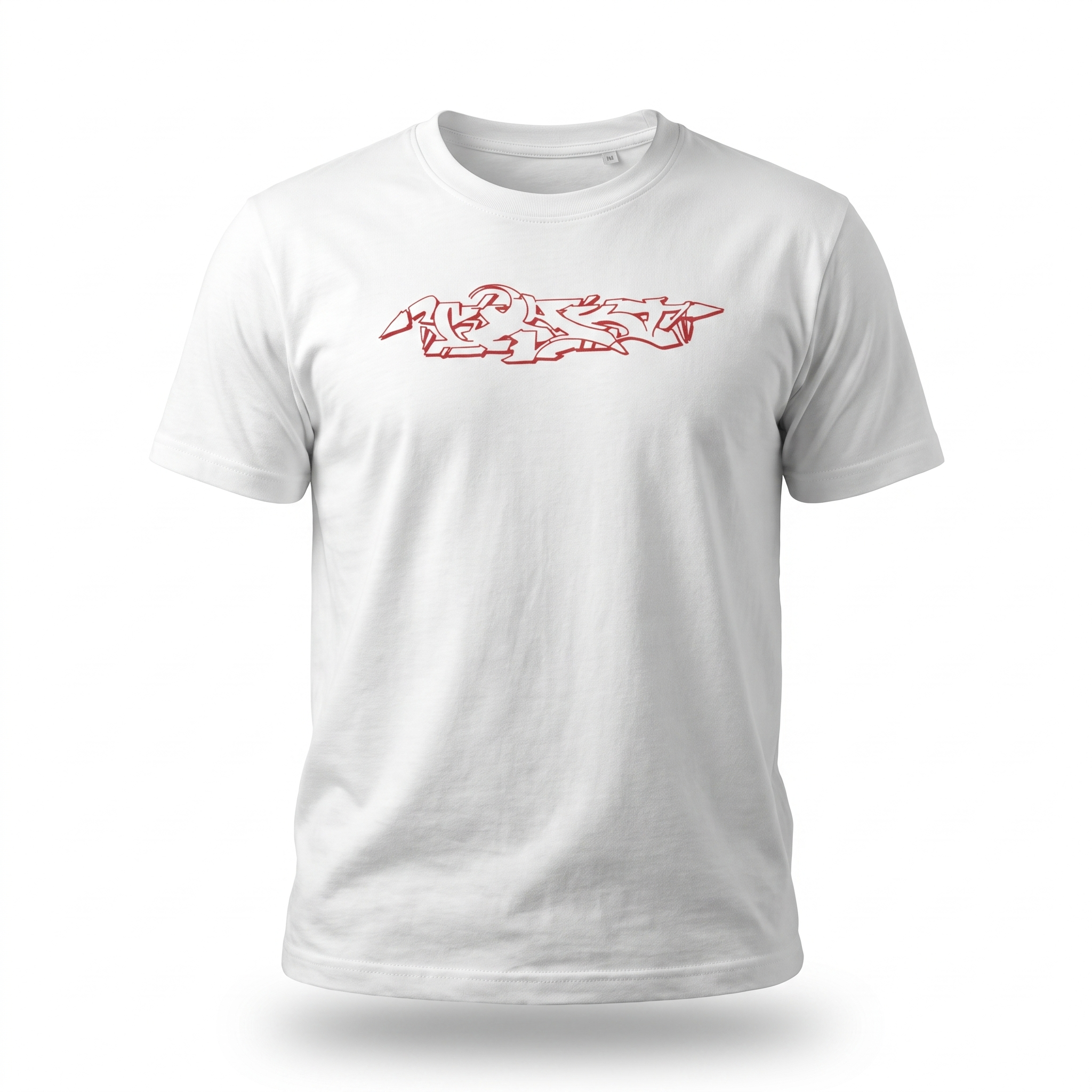 Red-Amsterdam T-Shirt in Weiß mit rotem Graffiti-Outliner auf der Brust