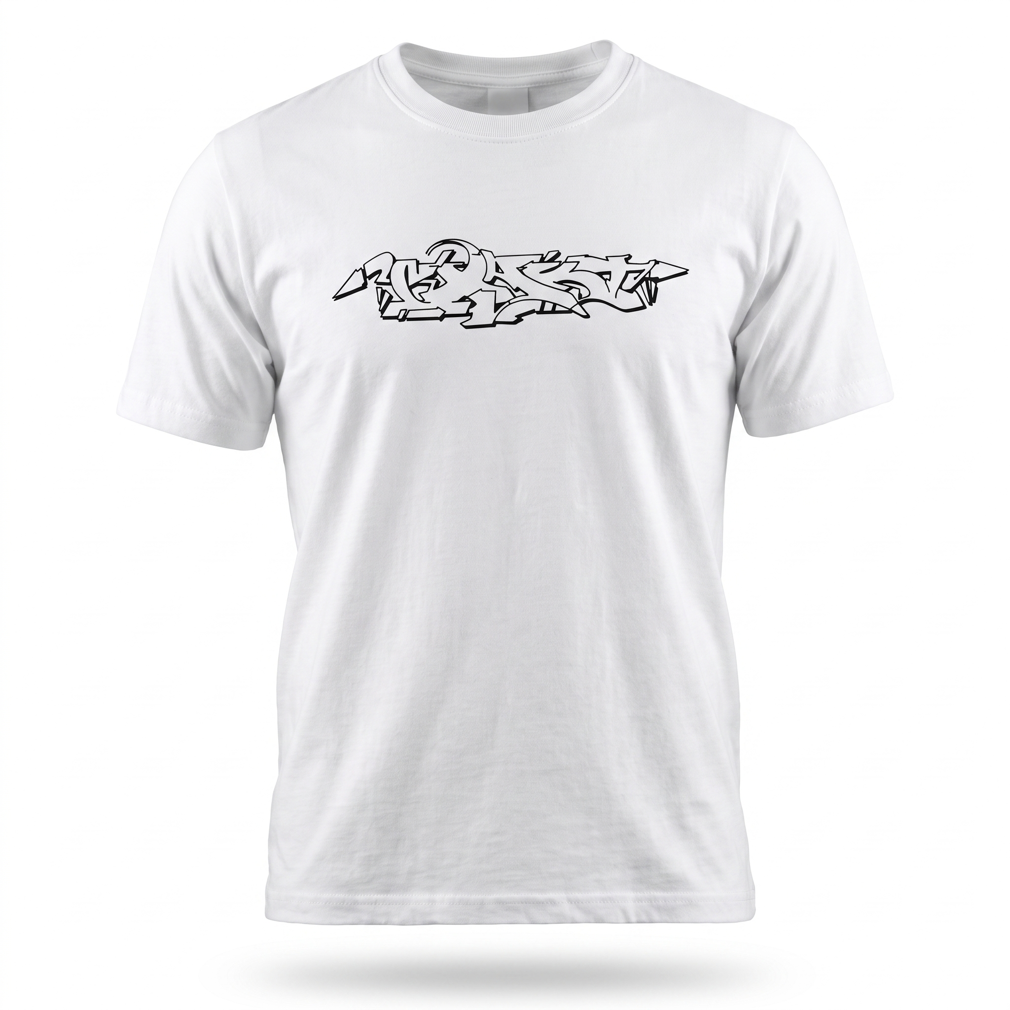 Black-Amsterdam T-Shirt in Weiß mit schwarzem Graffiti-Outliner auf der Brust