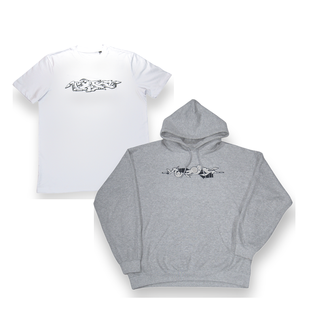 Fit Komplett Bundle – Black Amsterdam Shirt und Hellgrau Elektro Hoodie